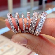 S925 Sterling Silver Geometric Zircon Ring Simple Fashion Jewelry Women's Wedding Wholesale Gift