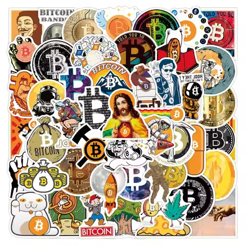 10/30/50PCS Bitcoin Encrypted Virtual Currency BTC Cartoon Graffiti Stickers Luggage Guitar Skateboa