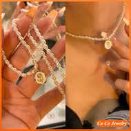 JOJO COCO Women's Vintage Rose Pendant Pearl Collarbone Chain