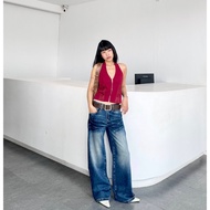 WASH LOW RISE STRAIGHT JEANS