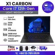 Lenovo ThinkPad X1 Carbon | i7 12th Gen | 32GB RAM | 1TB SSD | Lightweight Laptop | 2 Year Warranty