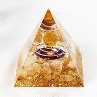 奧罡能量金字塔-黃水晶+黃髮晶(含開光)│聚焦你的意念│招財運