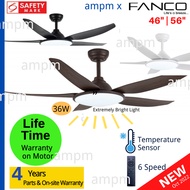 FANCO Ceiling Fan with Light 3 Tone 36W LED 46 inch 56 inch DC Motor With  Remote Control Tributo New
