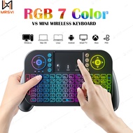 V8 Mini Wireless Keyboard 2.4G BT 7 Color Backlit Air Mouse Touch handheld Keyboard for Android TV Box PC