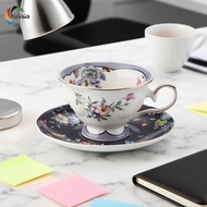 [chulisia] Ceramic Coffee Cup with Saucer, Novelty 180ml Latte Cup Set, Tea Cup for Wedding