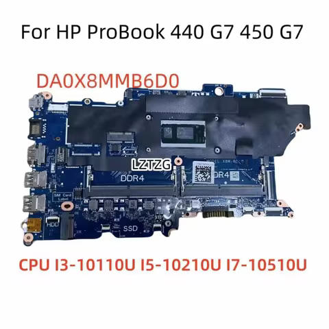 DA0X8MMB6D0 For HP ProBook 440 G7 450 G7 Laptop Motherboard CPU I3-10110U I5-10210U I7-10510U L78085