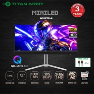 TITAN ARMY 34” QD-MiniLED WQHD 180Hz 1ms HDR1000 Gaming Monitor with Speaker (M34E7R-N)