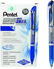 Pentel EnerGel Gel Ink Pen, Bold Point, Metal Tip, Blue Ink, Box of 12 (BL60-C)