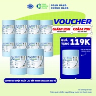 Combo 10 Cuộn Giấy lau bếp xanh KRCLEAN 200 tờ 20x20cm siêu sạch thấm hút tốt lau chén bát lau bề mặ