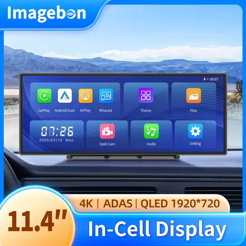 Upgraded Imagebon 11.4″ H70 Plus 4K ADAS In-cell Display Car DVR Wireless CarPlay & Android Auto Nig