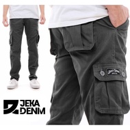 JekaDenim - Men's Long Cargo Pants Grey Seluar Cargo Lelaki Seluar Kargo Lelaki Seluar Kerja Lelaki 