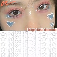 Stage Sparkling Diamond Face Patch - Love Heart Gems Face Eyebrow Stickers - Three-dimensional Art D