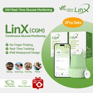 MicroTech LinX Continuous Glucose Monitor 2Sets Blood Sugar Test No Finger Pricking Glucometer for 3
