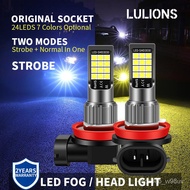 LP-6 SMT🛕QM 2pcs Strobe H7 H11 Led Fog Light 12V Car Headlight Bulb H8 H9 9006 9005 HB3 HB4 H16 Original Socket Warnning