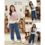Wholesale Imported 3-in-1 Girls' Set: T-shirt + Vest + Jeans | Girls' T-Shirt Set Size 6 7 8 9 10 11