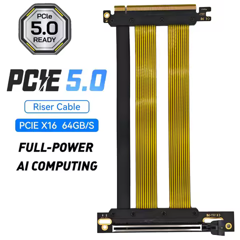 PCIe 5.0 X16 Riser Cable 90-Degree Slot GPU Extension for RTX 5090/4090 & RX 7900 XTX, Mining Rig, W