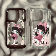 For iPhone 16 Pro Max 15 Pro Chanel Style Dress POP MART Molly Hard Clear Space Case for iPhone 16 1