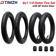 2 pack 8X1 1/4 Pneumatic Wheel Set 8 Inch Wheel for Electric Scooter Kickscooter Scooter A-bike Fold