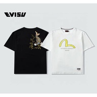 EVISU/God of Fortune/2026 Classic Round Neck Short-Sleeved T-Shirt Men Women New Style Inner Match O