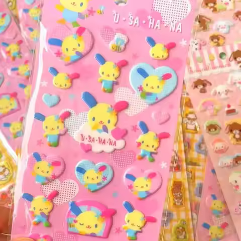 Sugarbunnies Diy Phone Case Camera Decoration Sticker Usahana Kawaii 3D Bubble Sticker Diary Decorat