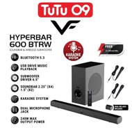 Vinnfier VF Hyperbar 600 BTRW 240W Soundbar with 6.5" Wireless SubWoofer Karaoke Bluetooth TV Speake