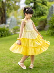 Váy bé gái 2 dây 3 tầng RIOMIO size 16-33kg chất thô Hàn mềm mát tặng dây buộc tóc scrunchies - RV65