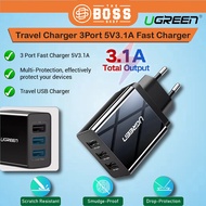 UGREEN 3 Ports Fast Charger 5V3.1A Travel USB Charger Universal Charger Wall Charger