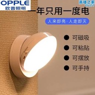 歐普照明可充電式感應LED小夜燈宿舍寢室小燈臥室床頭無線黏貼牆