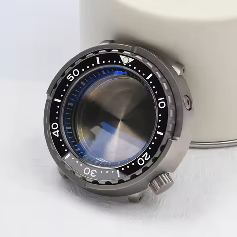 Watch case C3 Luminous Tuna Can Titanium Sapphire glass Diving watch case fits Seiko for NH35/NH36 A