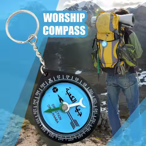 Prayer Compass Travel Allah Compasses for Camping Eid Prayer Keychain Ornament for Family Friends Si