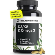 Natural Ingredients Vitamin D3+K2+Omega 3 – Premium K2VITAL ®   Produced by Kappa Company, Contains 