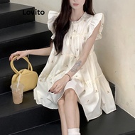 (Trendy) Lovito Casual Ditsy Floral Tiered Layer Draped Dress for Women L177AD880