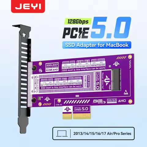 JEYI PCIe 5.0 NVMe SSD Adapter for MacBook Air/Pro 2013-2017 Support 128Gbps Speed,PCIe x4/x8/x16 Co