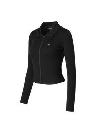 [XEXYMIX Black Label] Soft Ribbed Collar Zip-Up