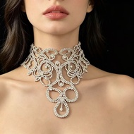 Fashion Exaggerated Luxury Elegant Valentine's Day Flower-Shaped Rhinestone Necklace Exaggerated Lux