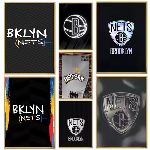B-Brooklyn Basketball Team N-Nets Poster Home Living Room Bedroom Bar Cafe Art Decor