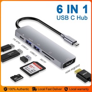 USB C HUB 6 in 1 Type C to HDMI 4K 2 USB 3.0 Ports SD/TF Card Reader for laptop computer Fairybey
