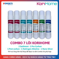 Combo 8 Lõi Lọc Korihome Gồm 2 Sediment + 2 Pre Carbon + 1 Màng RO Membrane + 1 Post Carbon + 1 Hydr