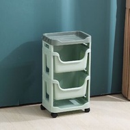 全城熱賣 - 浴室儲物櫃,廚房置物架 多功能可移動帶滑輪置物收納筐架【綠色置物框（3層）】 #KHH