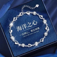 bracelet Heart of the Ocean925Pure silver bracelet for women, non-fading, high-end feel, Valentine's