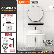 [VATER] 60WHAB Round Mirror Aluminium Bathroom Cabinet Ceramic Basin Sink Bathroom Basin Toilet Sink Basin Cabinet