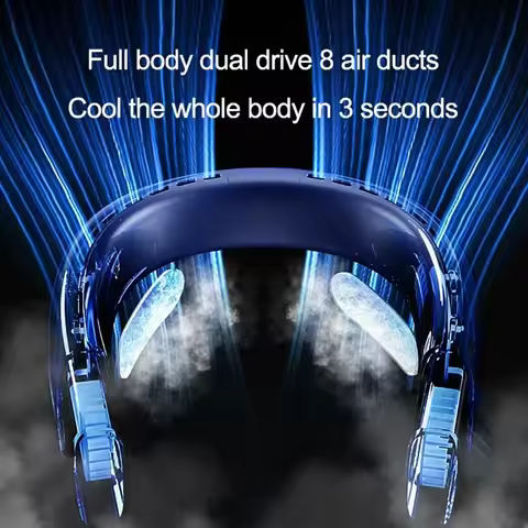 Cool Neck Fan Mini Bladeless Silent Fan USB Rechargeable 5 Speed Silent Wearable Neck Belt Electric 
