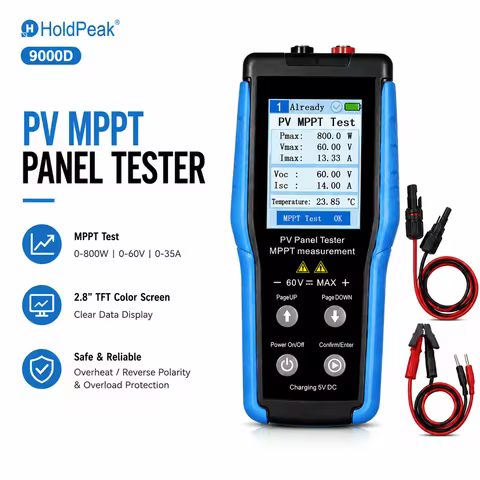 9000D 800W MPPT PV Tester 60V35A 2.8" TFT IV Curve Analyzer Multi Protect 14 Data Store MC4 Cable Po