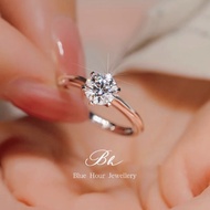 Real Moissanite 0.5ct 1ct 2ct 3ct Six Round Cut White D Color Ring S925 Sterling Silver GRA Certific