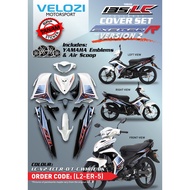 COVERSET LC135 V2 ORIGINAL VELOZI EXCITER R CAKAR PUTIH HITAM WHITE BLACK STRIPE TANAM