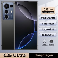 YK6-C25 ULtra NEW 4G/5G Smartphone 6.8inch Ultra Clear Full Screen Phone Memory 8GB+256GB Android 14