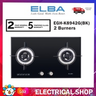{FREE SHIPPING} Elba 2 Burners Built-In Glass Hob Cast Iron Support EGH-K8942G(BK) / EGH-K8942G (Bla