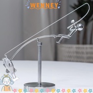 WEY The Fisherman Balancing Sculpture, Gift Metal Kinetic Fishing Sculpture, Creative Handmade Desk 