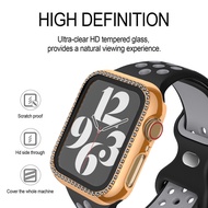 Glass+Diamond Watch Case for Apple Watch Series 8 7 6 SE 5 4 321 Screen Protector iWatch 45mm 41mm 44mm 40mm 42mm 38mm PC Cover