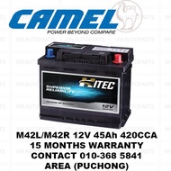 Camel Hitec EFB M42L M42R 12v 45Ah 420CCA 12 Bulan Warranty